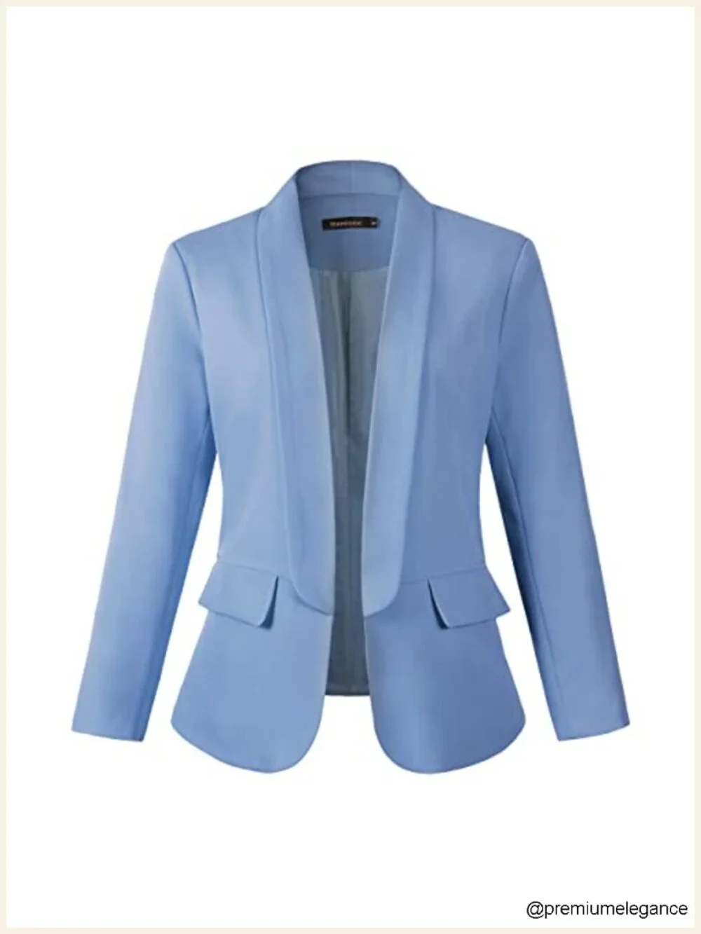 Casual Long Sleeve Blazer Jacket for Women, Notched Lapel, No Button, Polyester